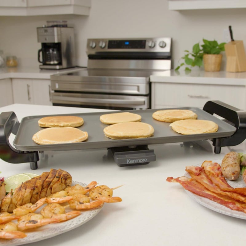 Kenmore Electric Griddle - Nonstick 10x18" Pan, External Temperature Control, Grill Bacon, Eggs, Pancakes, Crepes, Tortillas, Easy Clean Countertop Cooking Kitchen Appliance Removable Drip Tray - Image 2